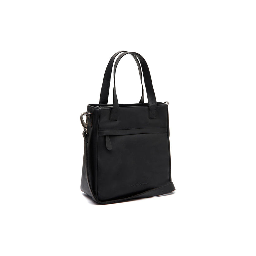 Black Leather Handbag Lingfield, front view