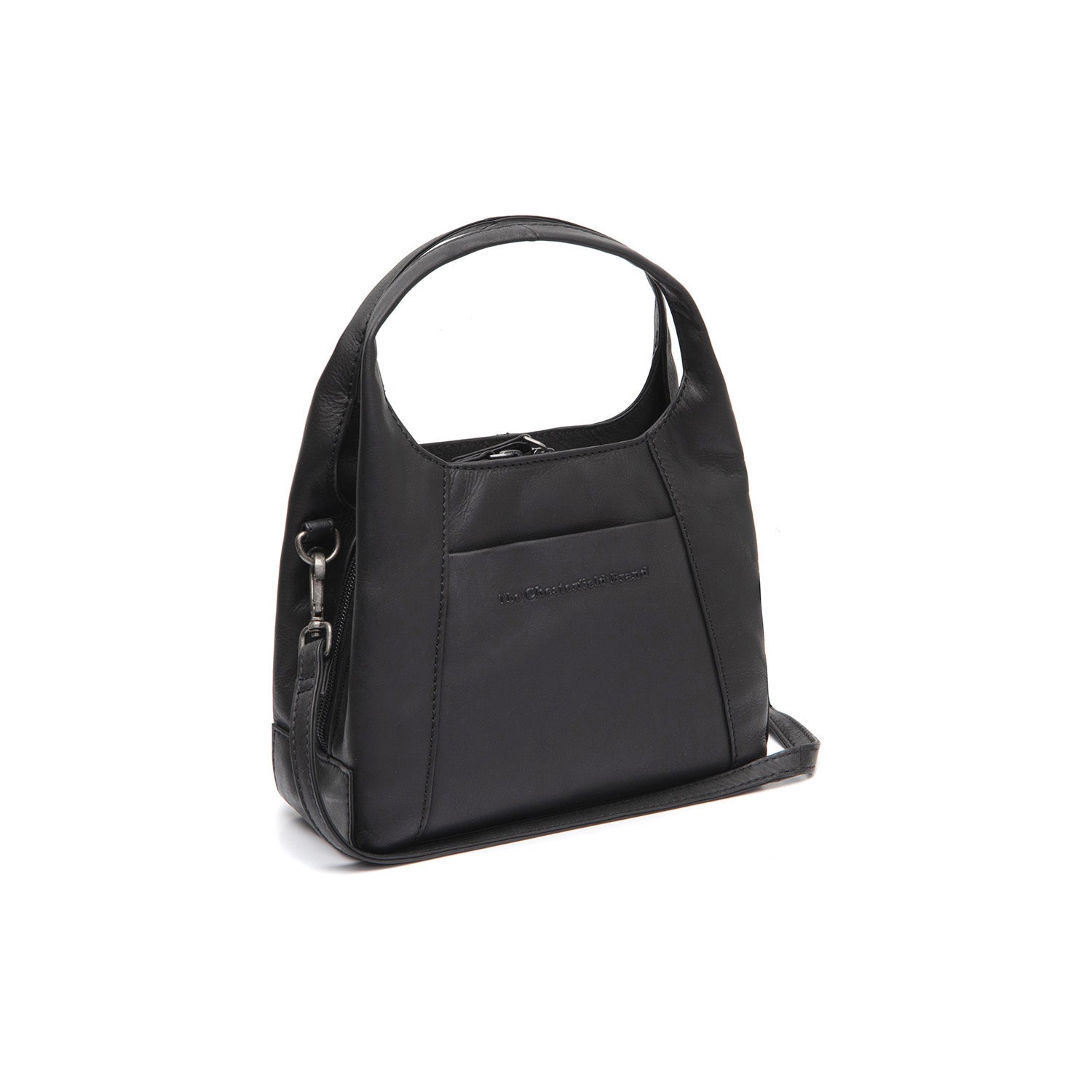 Black Leather Handbag Lunera, front view
