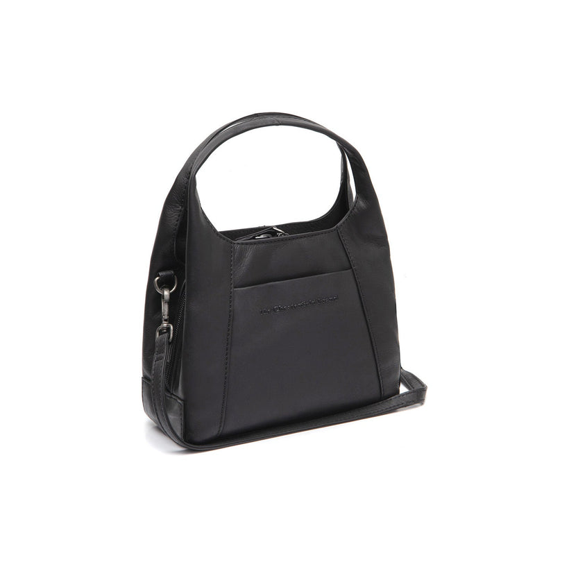 Black Leather Handbag Lunera, front view