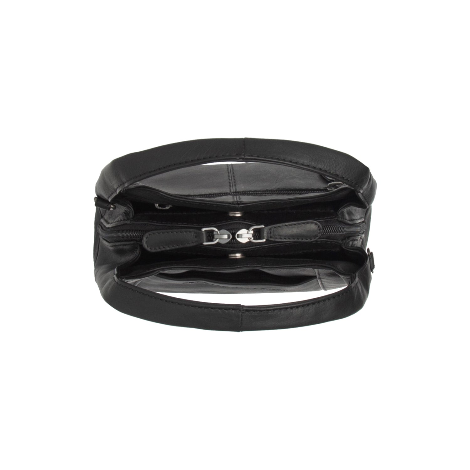 Black Leather Handbag Lunera, product view 3