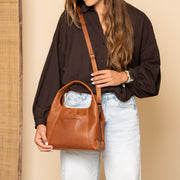 Cognac Leather Handbag Lunera, product view 3