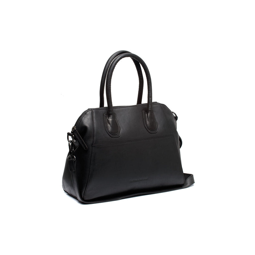 Black Leather Handbag Marsala, front view