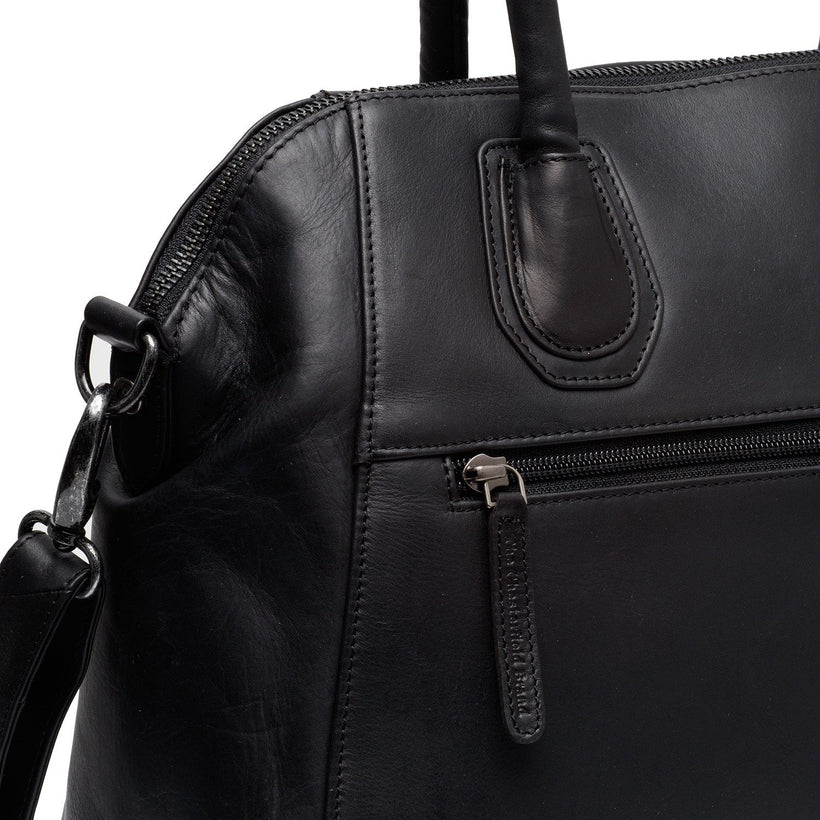 Black Leather Handbag Marsala, front view