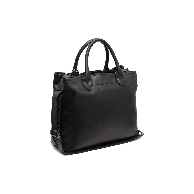 Black Leather Handbag Passau, front view