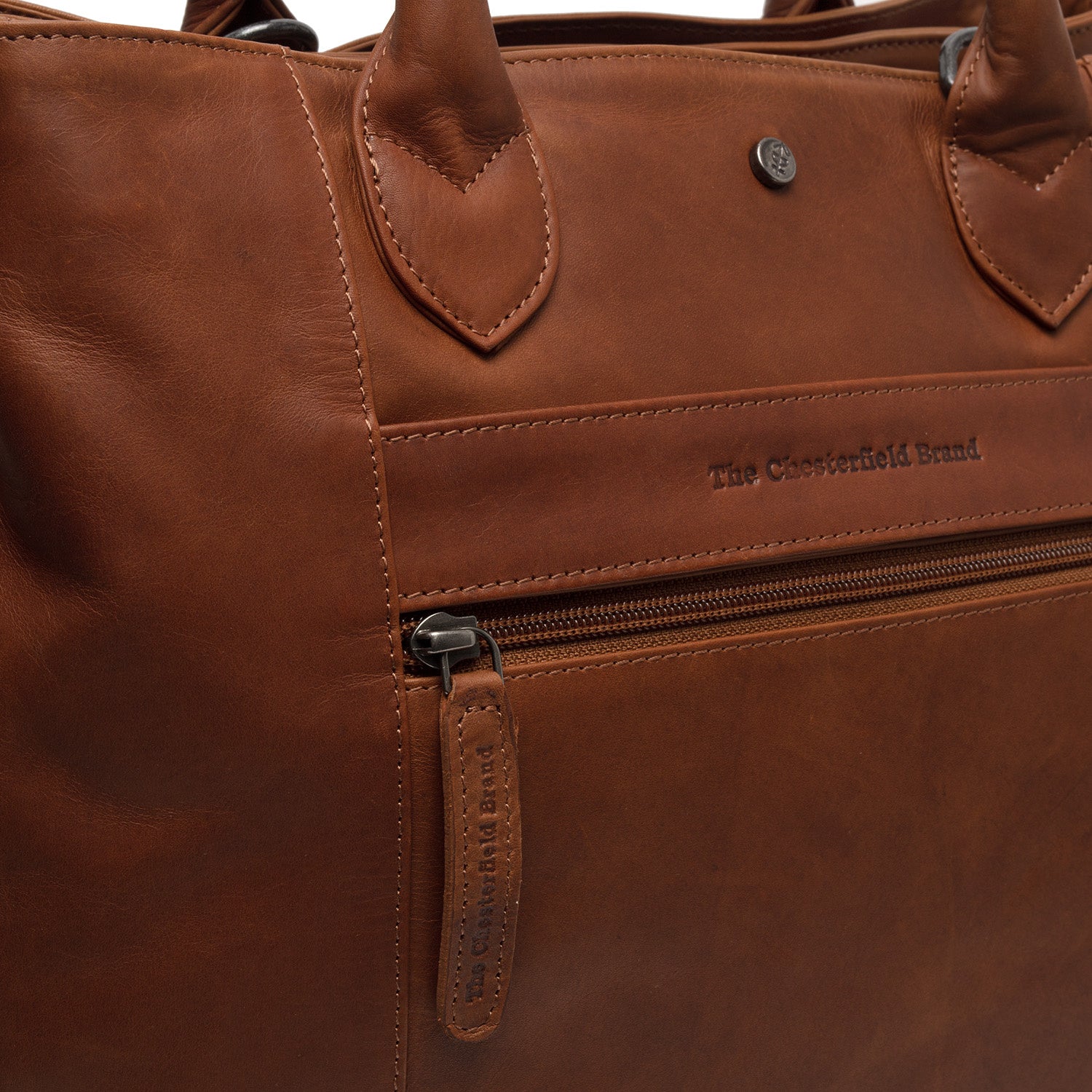 Cognac Leather Handbag Passau, detail view 4