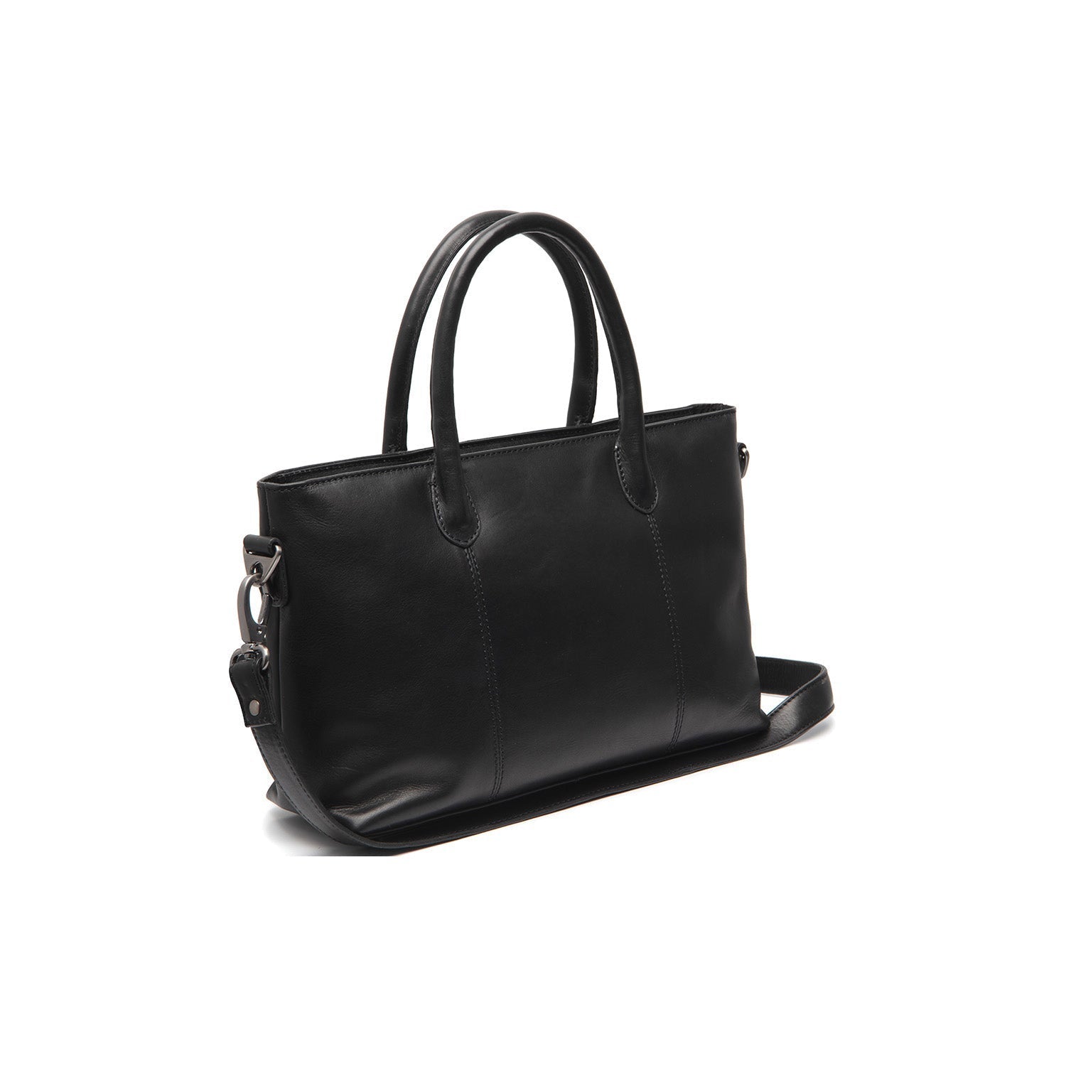 Black Leather Handbag Pergamino, front view
