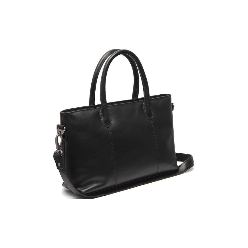 Black Leather Handbag Pergamino, front view