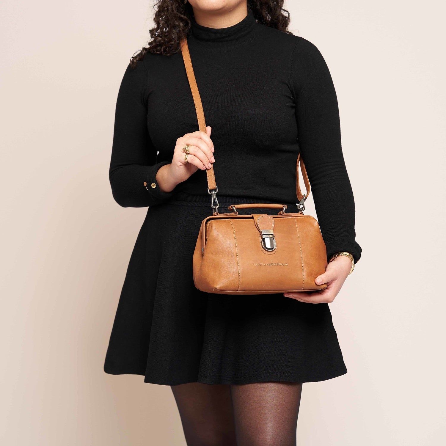 Cognac Leather Handbag Rachael, product view 3