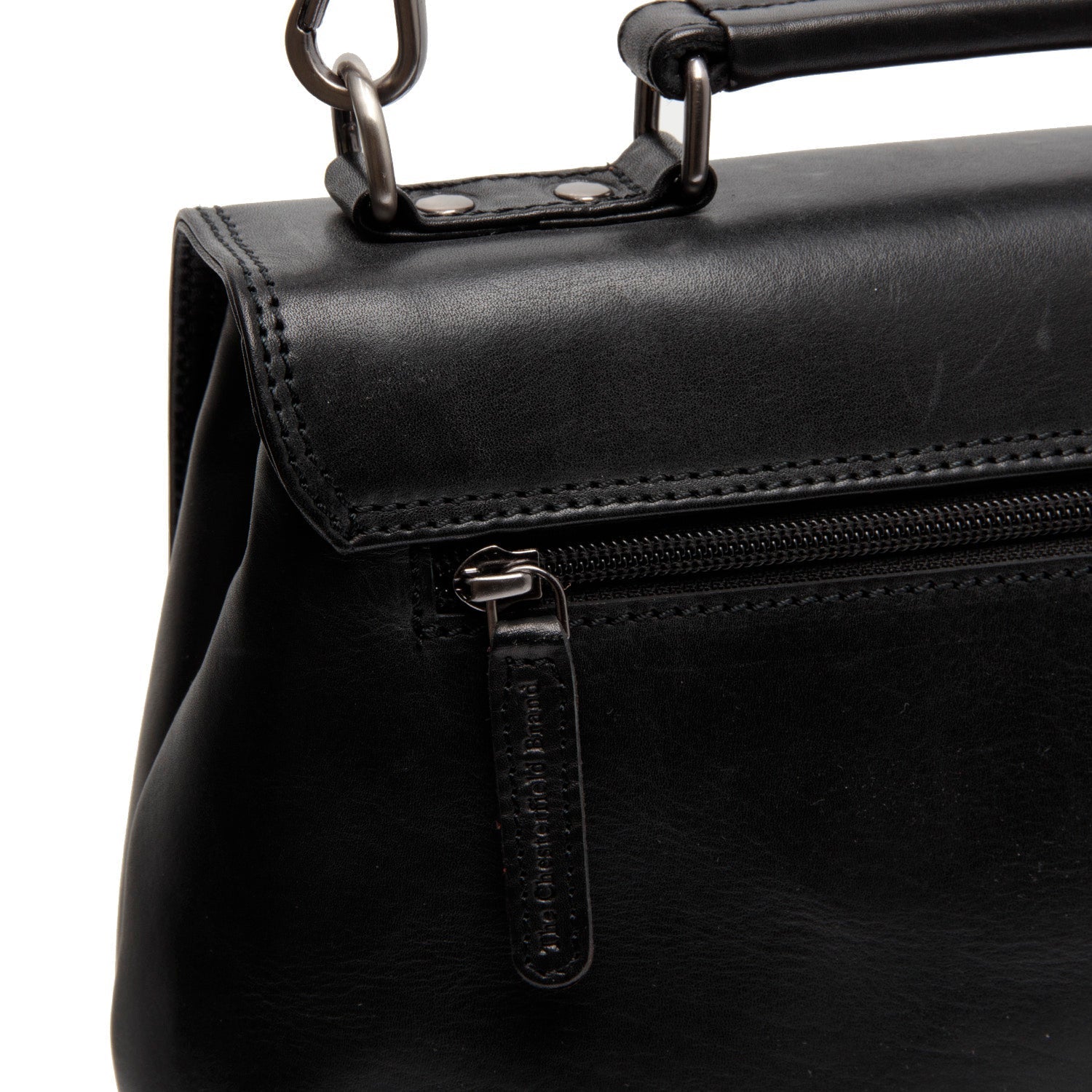 Black Leather Handbag Renata, detail view 3