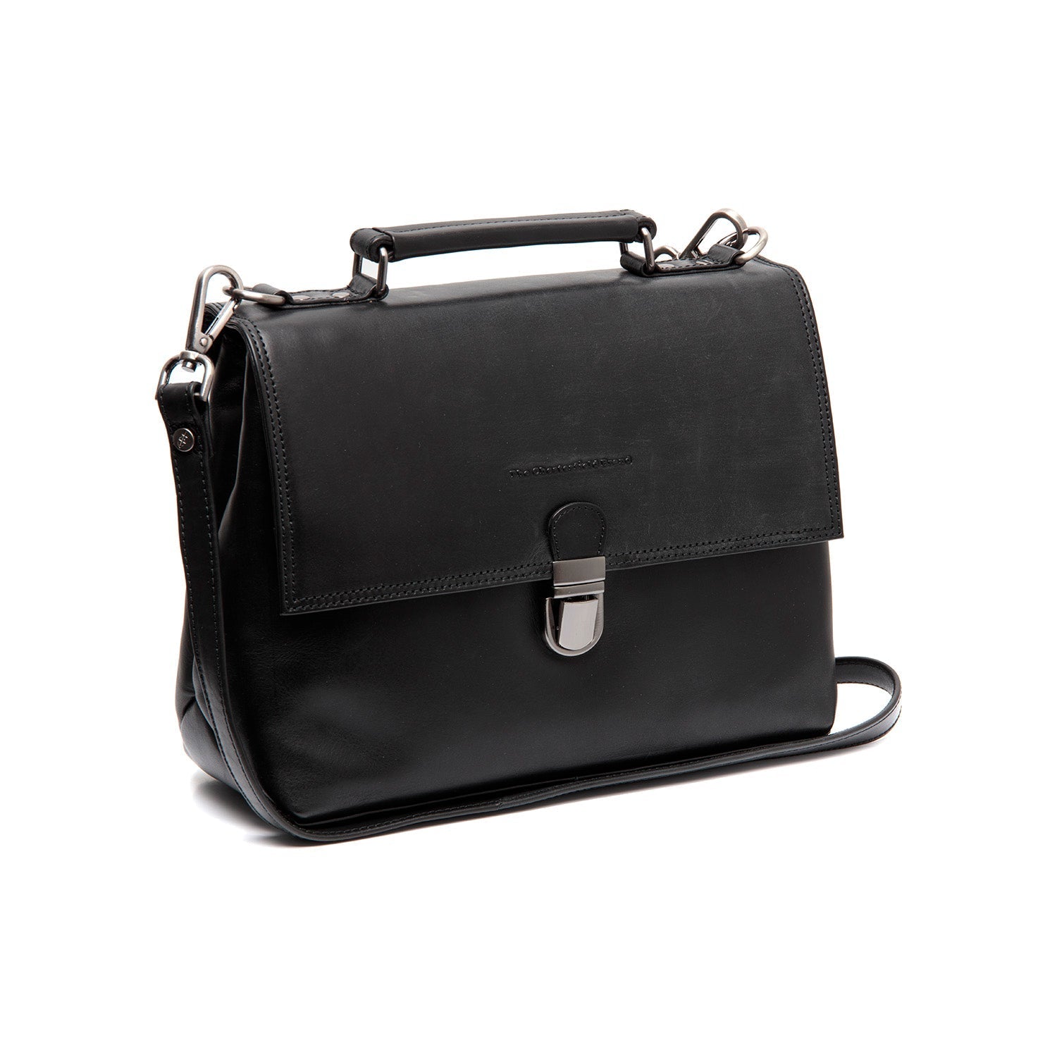 Black Leather Handbag Renata, front view