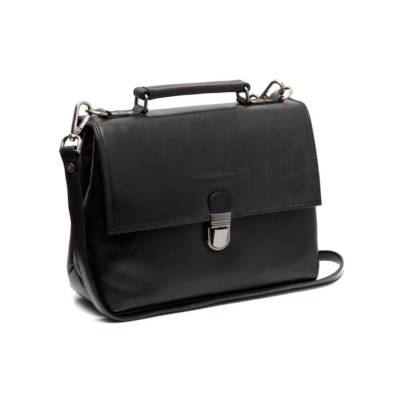 Black Leather Handbag Renata, front view