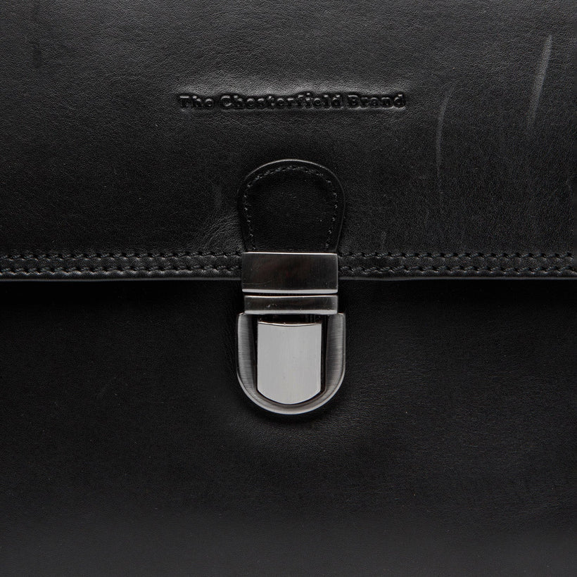 Black Leather Handbag Renata, front view