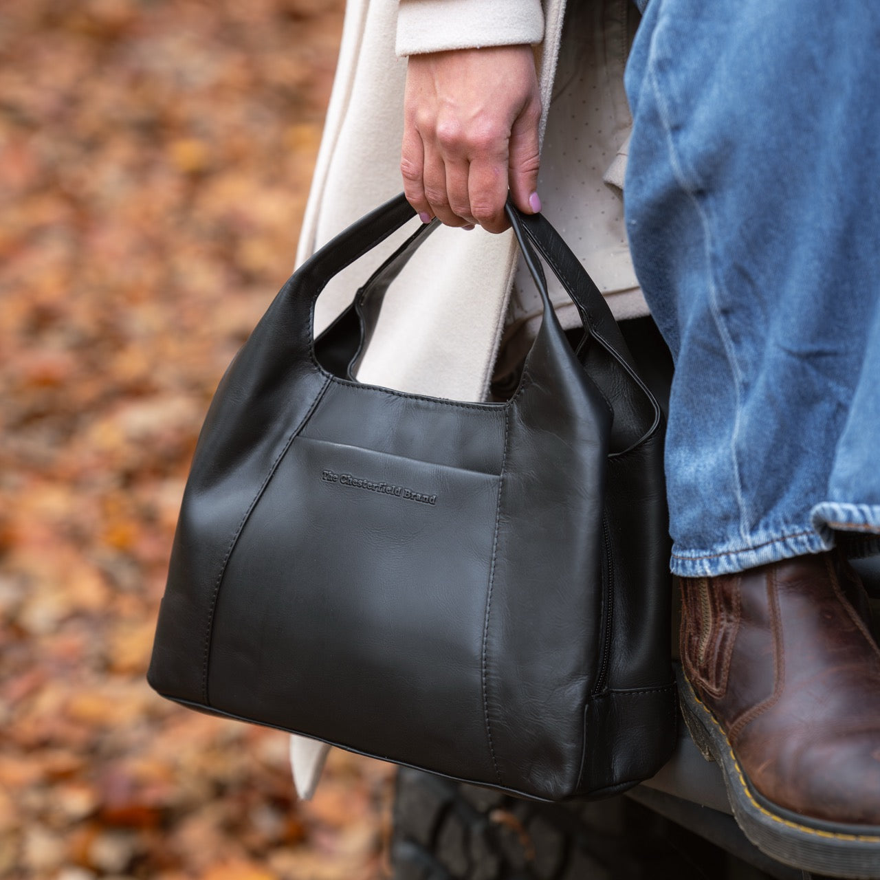 Black Leather Handbag Salina, product view 2