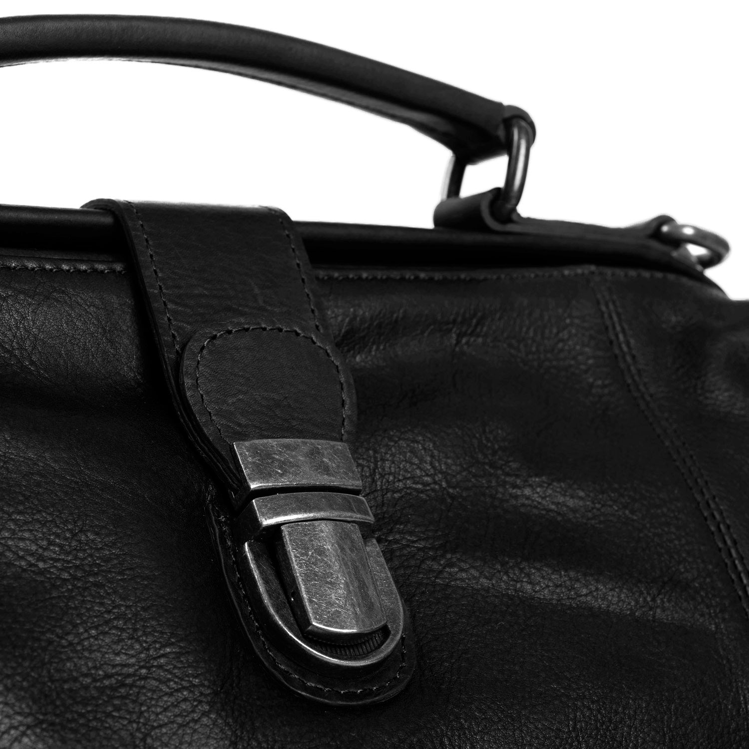 Black Leather Handbag Shaun, detail view 3