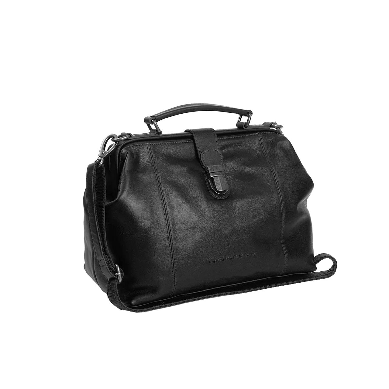 Black Leather Handbag Shaun, front view