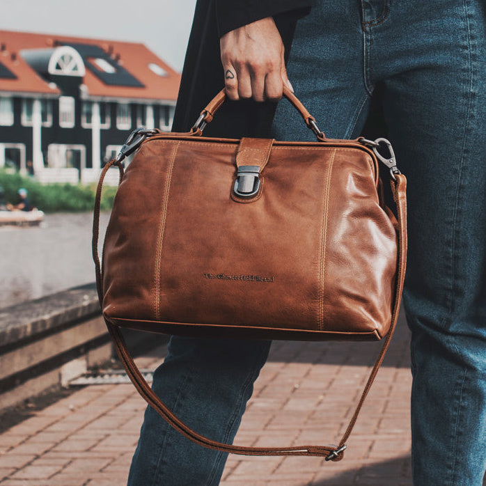 Cognac Leather Handbag Shaun, product view 2