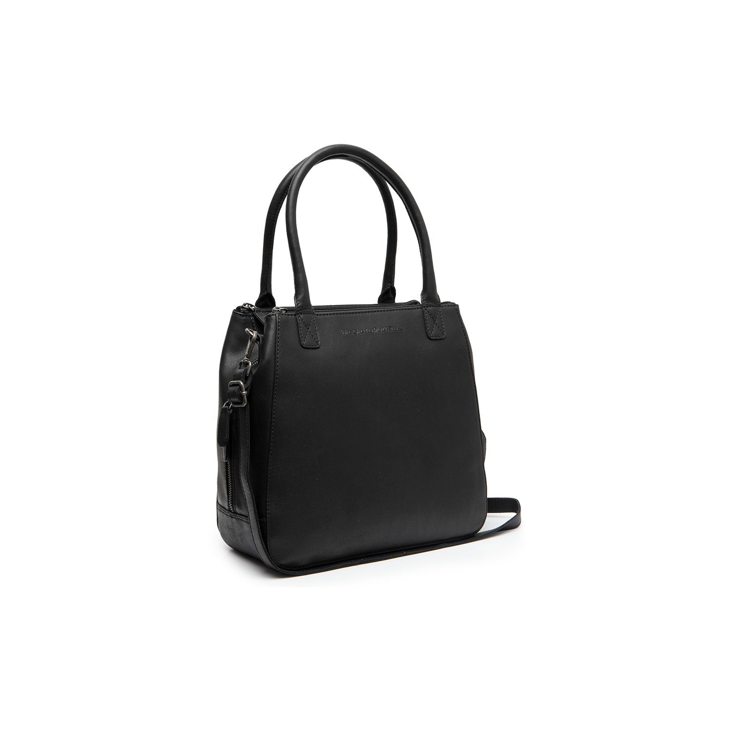 Black Leather Handbag Solvin, front view