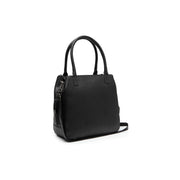 Black Leather Handbag Solvin, front view