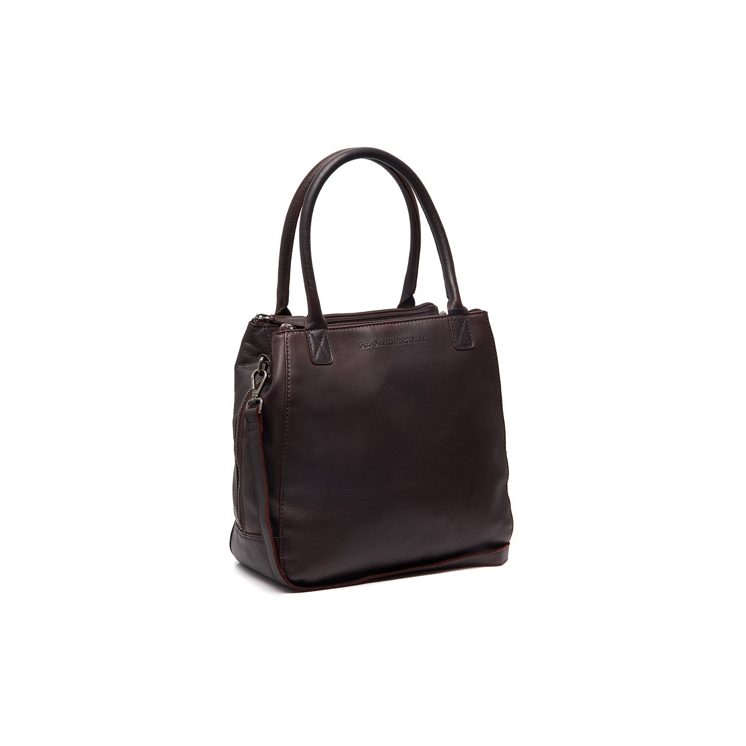 Brown Leather Handbag Solvin, front view