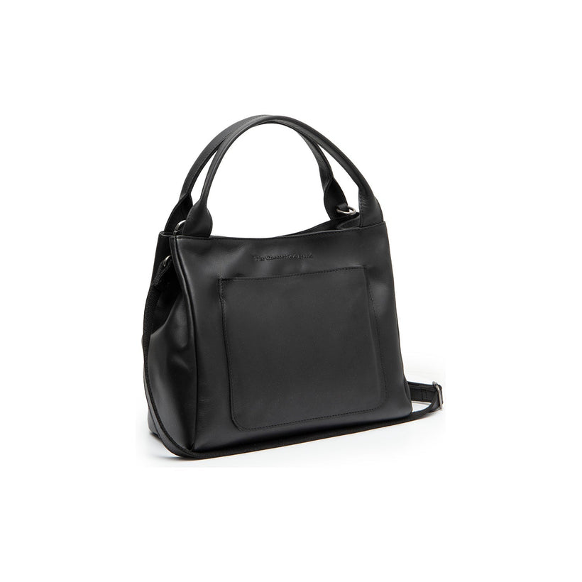 Black Leather Handbag Tenara, front view