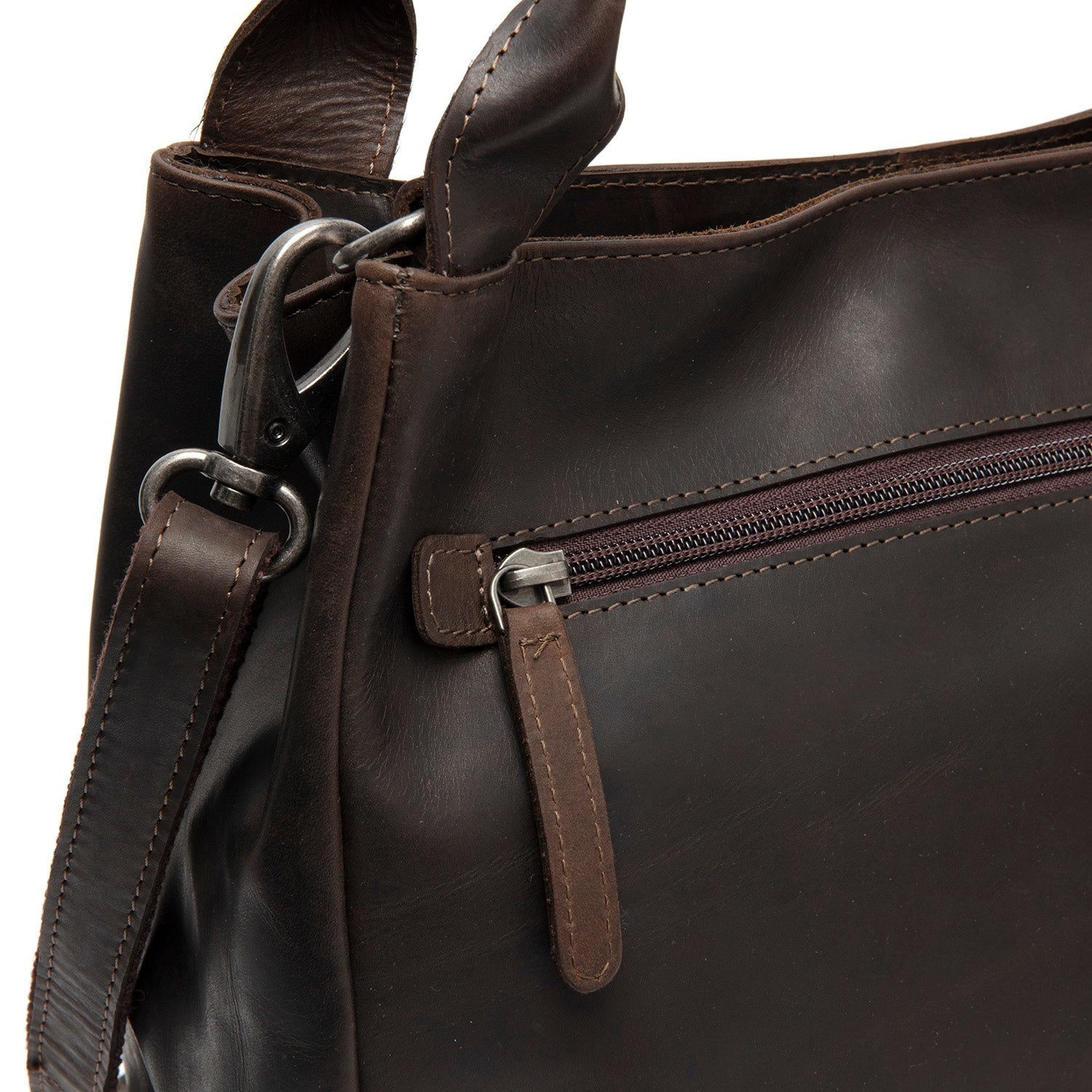 Brown Leather Handbag Tenara, product view 3