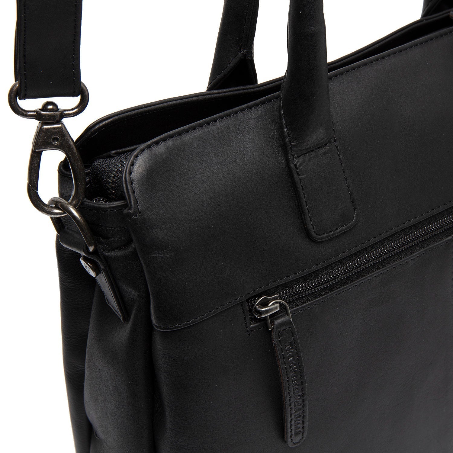 Black Leather Handbag Valmonte, detail view 4