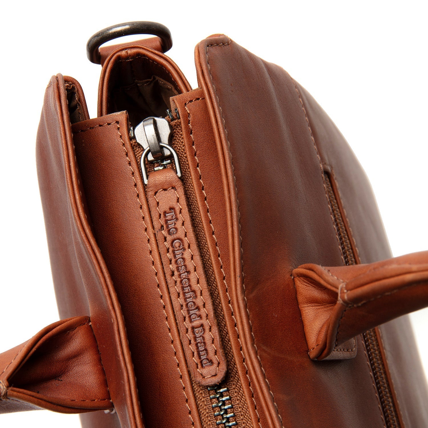 Cognac Leather Handbag Valmonte, detail view 3