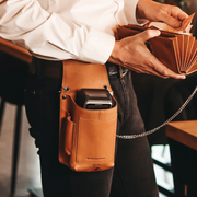 Cognac Leather Holster for Waiter Wallet Taiwan, product view 2