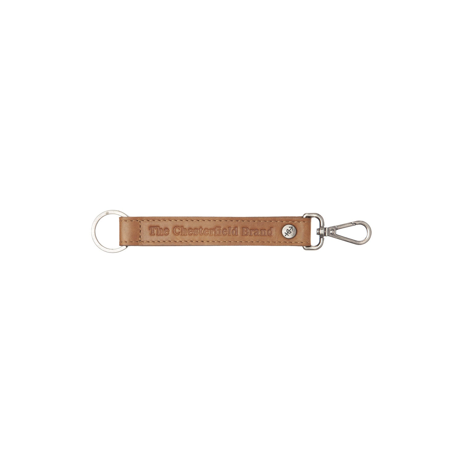 Brown Leather Key Ring Cognac, front view