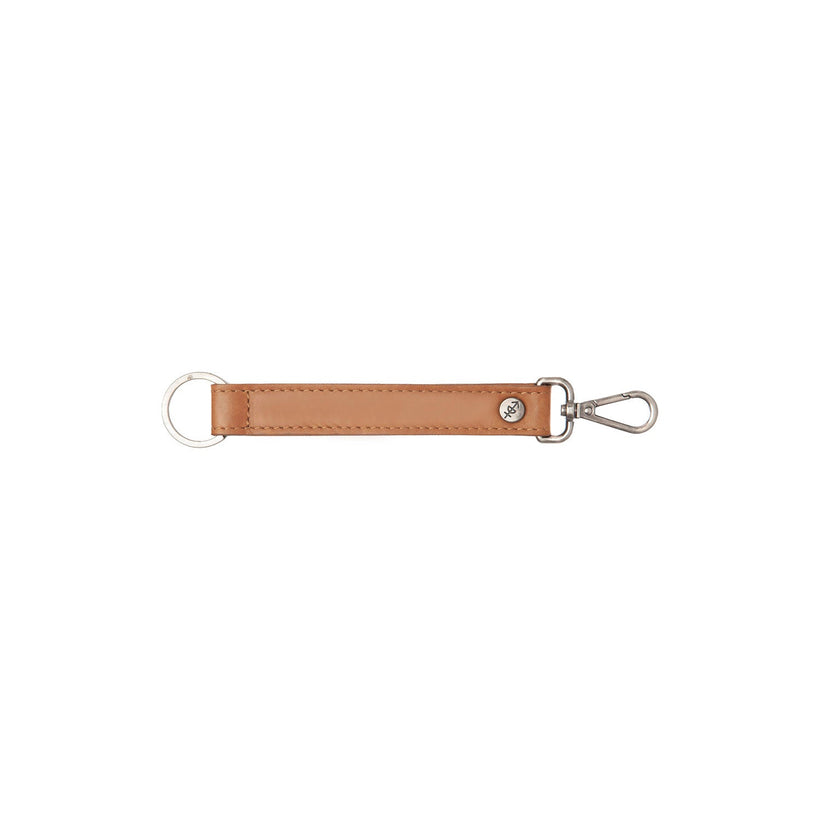 Brown Leather Key Ring Cognac, front view