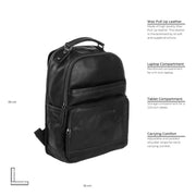 Black Leather Laptop Backpack Austin, detail view 6