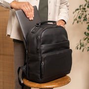 Black Leather Laptop Backpack Austin, product view 3
