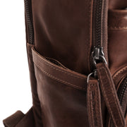 Brown Leather Laptop Backpack Austin, detail view 3