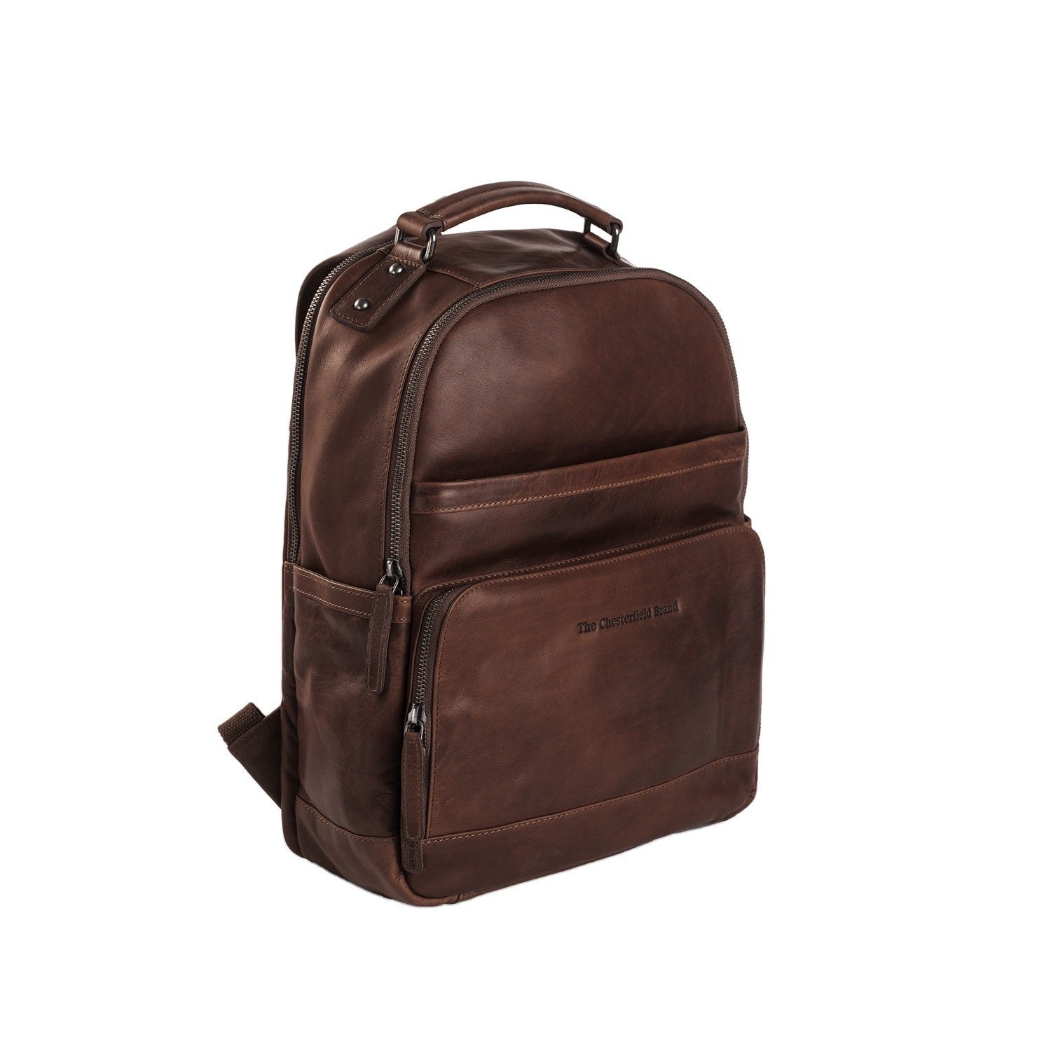 Brown Leather Laptop Backpack Austin, front view