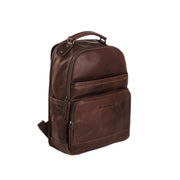Brown Leather Laptop Backpack Austin, front view
