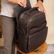 Brown Leather Laptop Backpack Austin, product view 3