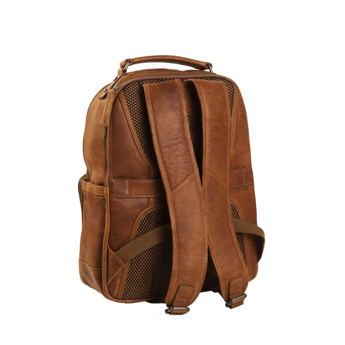 Cognac Leather Laptop Backpack Austin, detail view 5