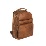 Cognac Leather Laptop Backpack Austin, front view