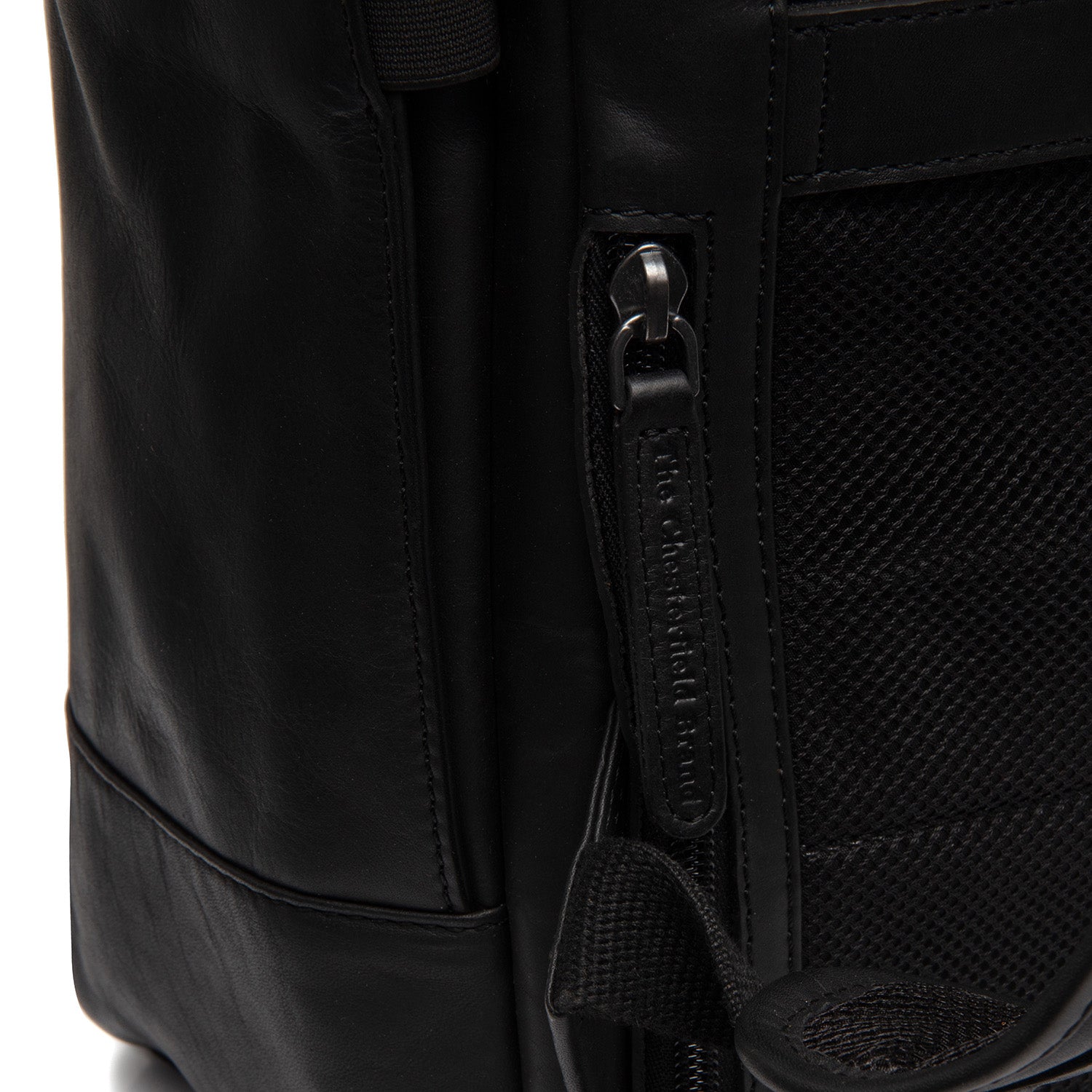 Black Leather Laptop Backpack Calden, detail view 5