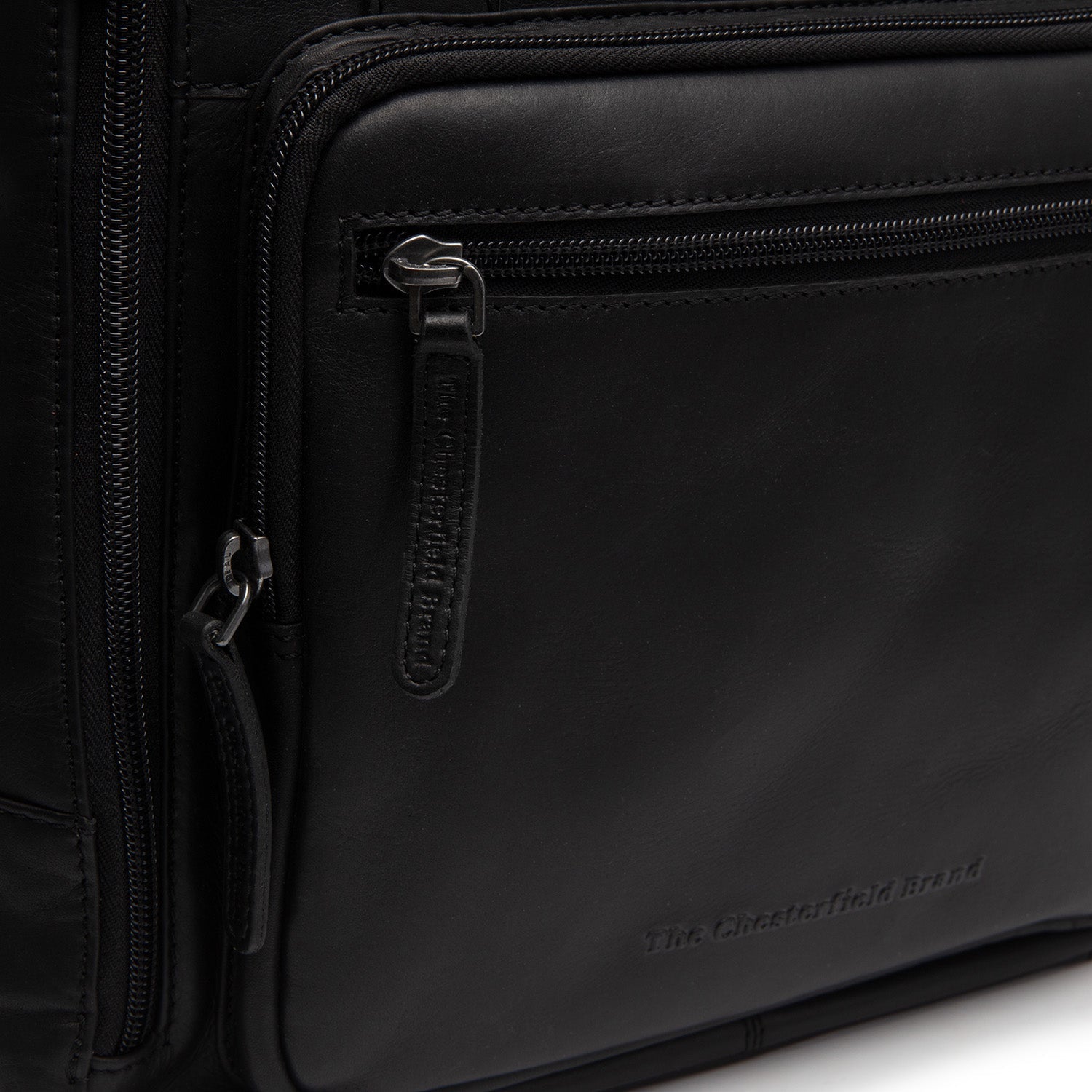 Black Leather Laptop Backpack Calden, detail view 6