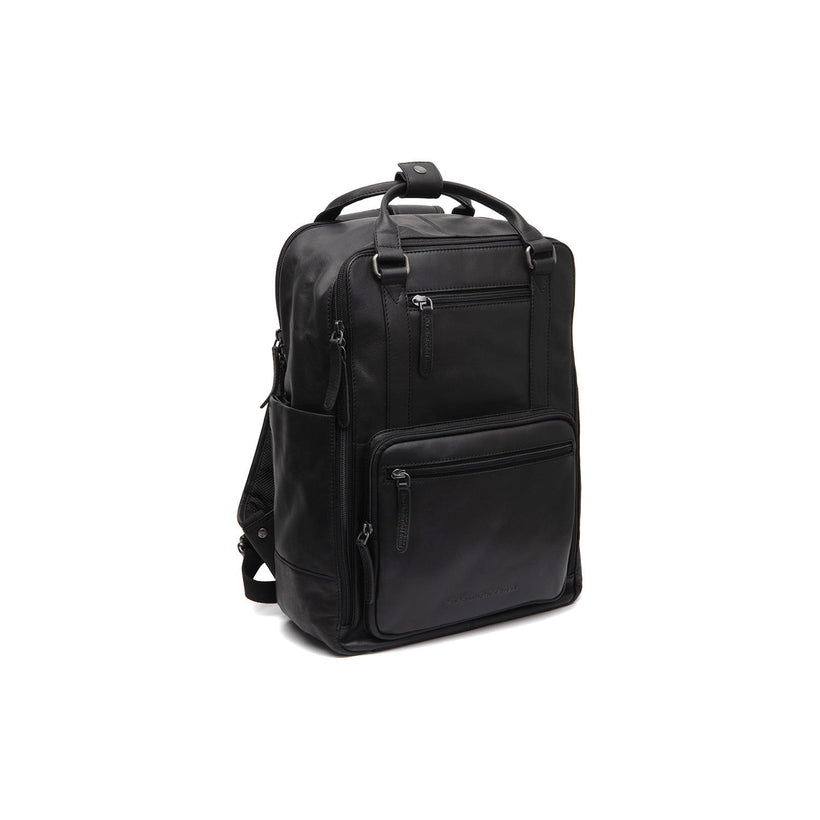 Black Leather Laptop Backpack Calden, front view