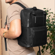 Black Leather Laptop Backpack Calden, product view 2