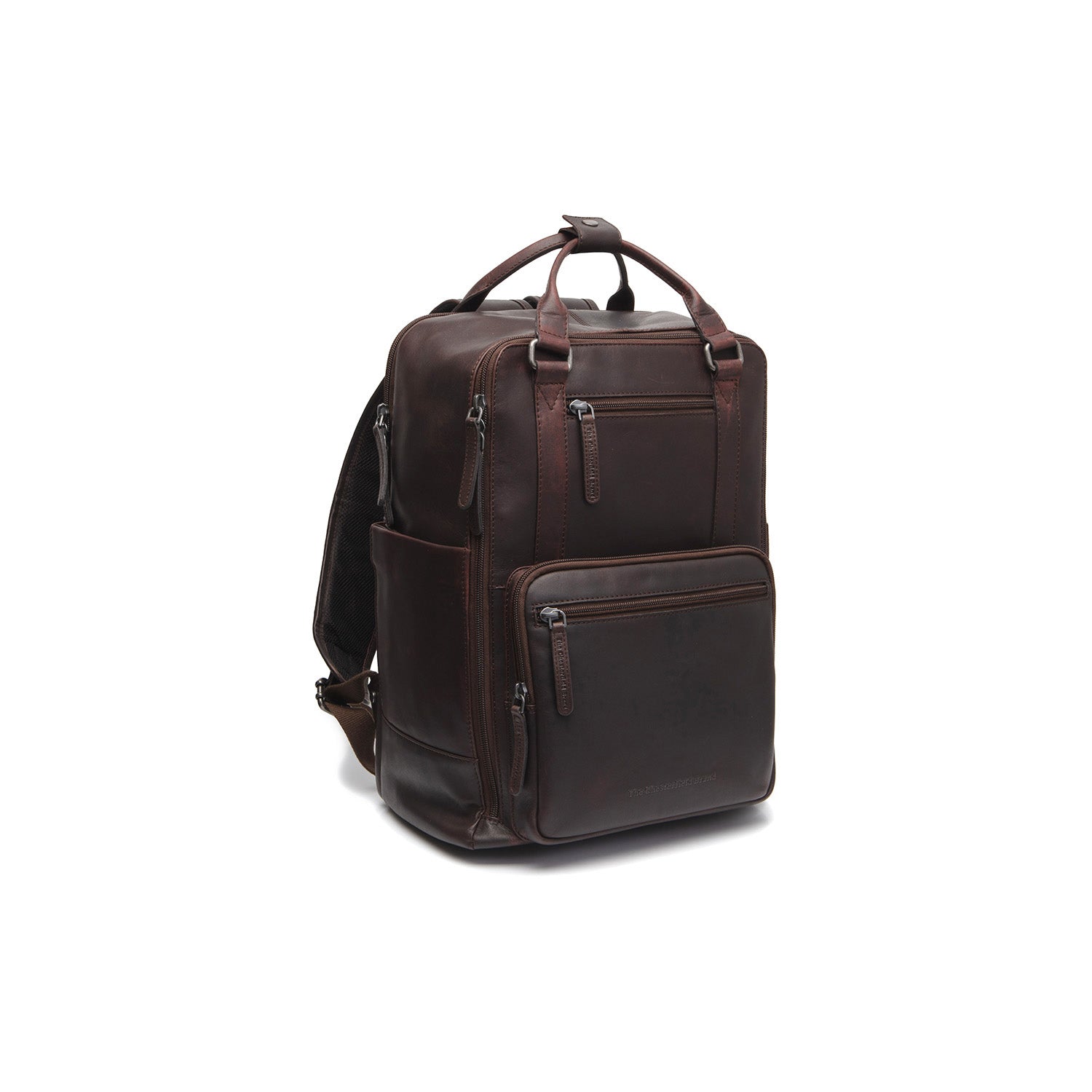 Brown Leather Laptop Backpack Calden, front view
