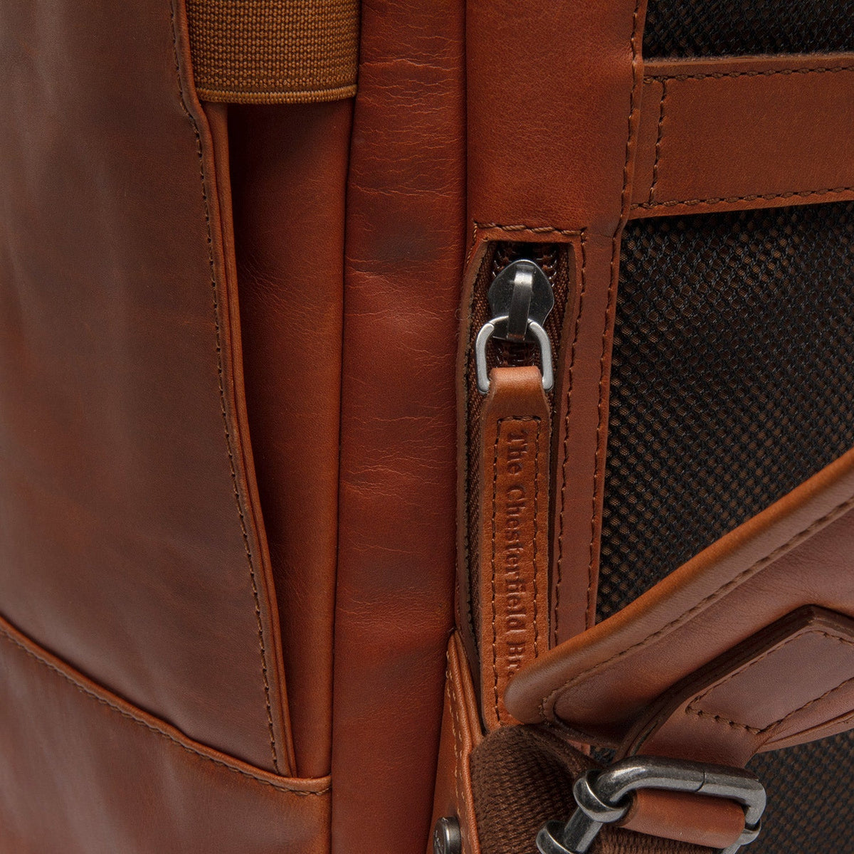 Cognac Leather Laptop Backpack Calden, detail view 4