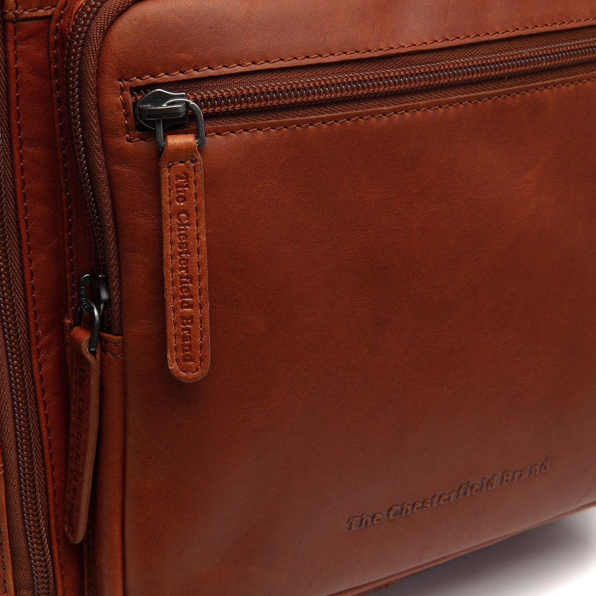 Cognac Leather Laptop Backpack Calden, detail view 5