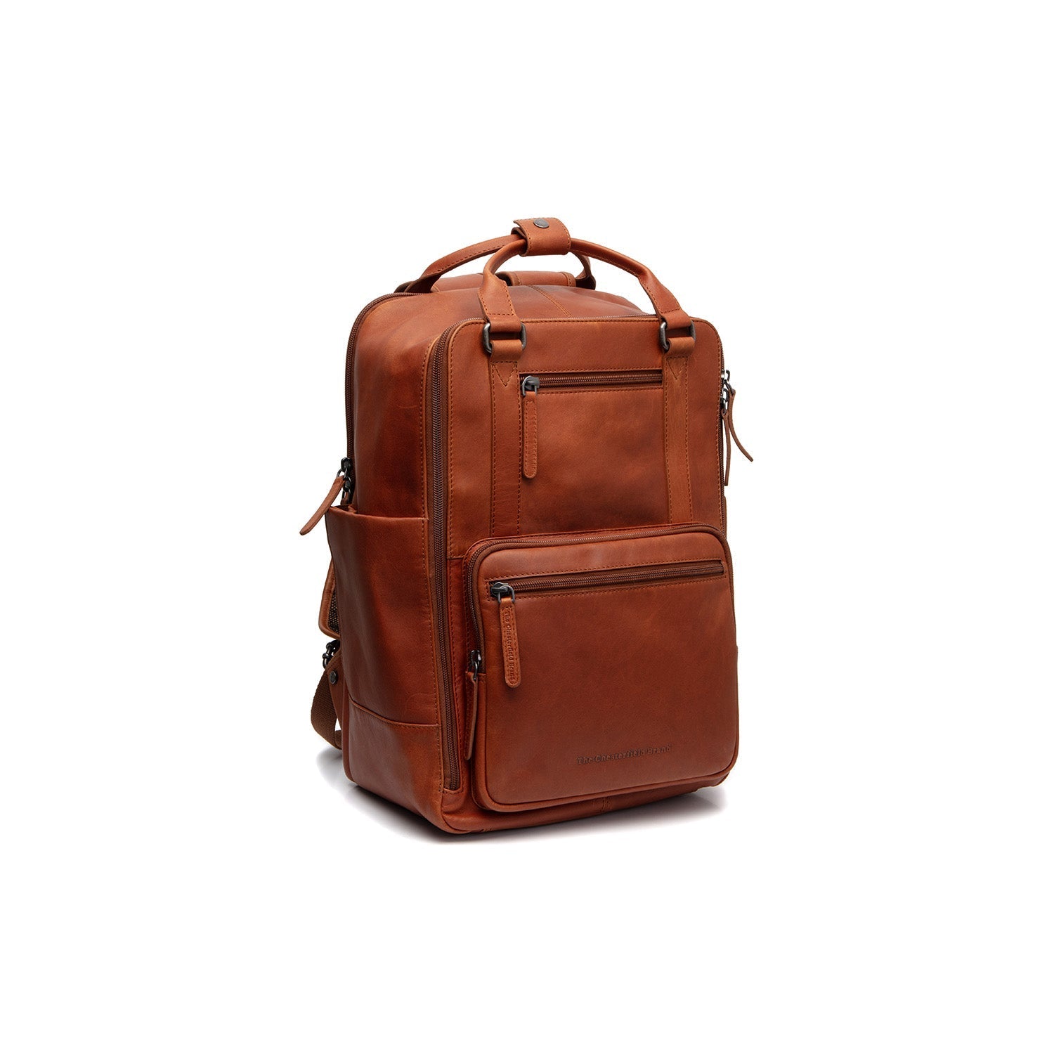 Cognac Leather Laptop Backpack Calden, front view
