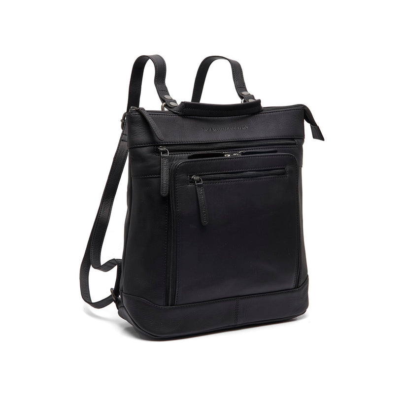 Black Leather Laptop Backpack Caldero, front view