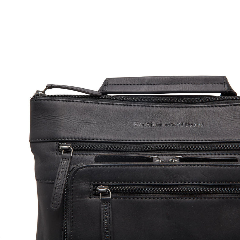 Black Leather Laptop Backpack Caldero, front view