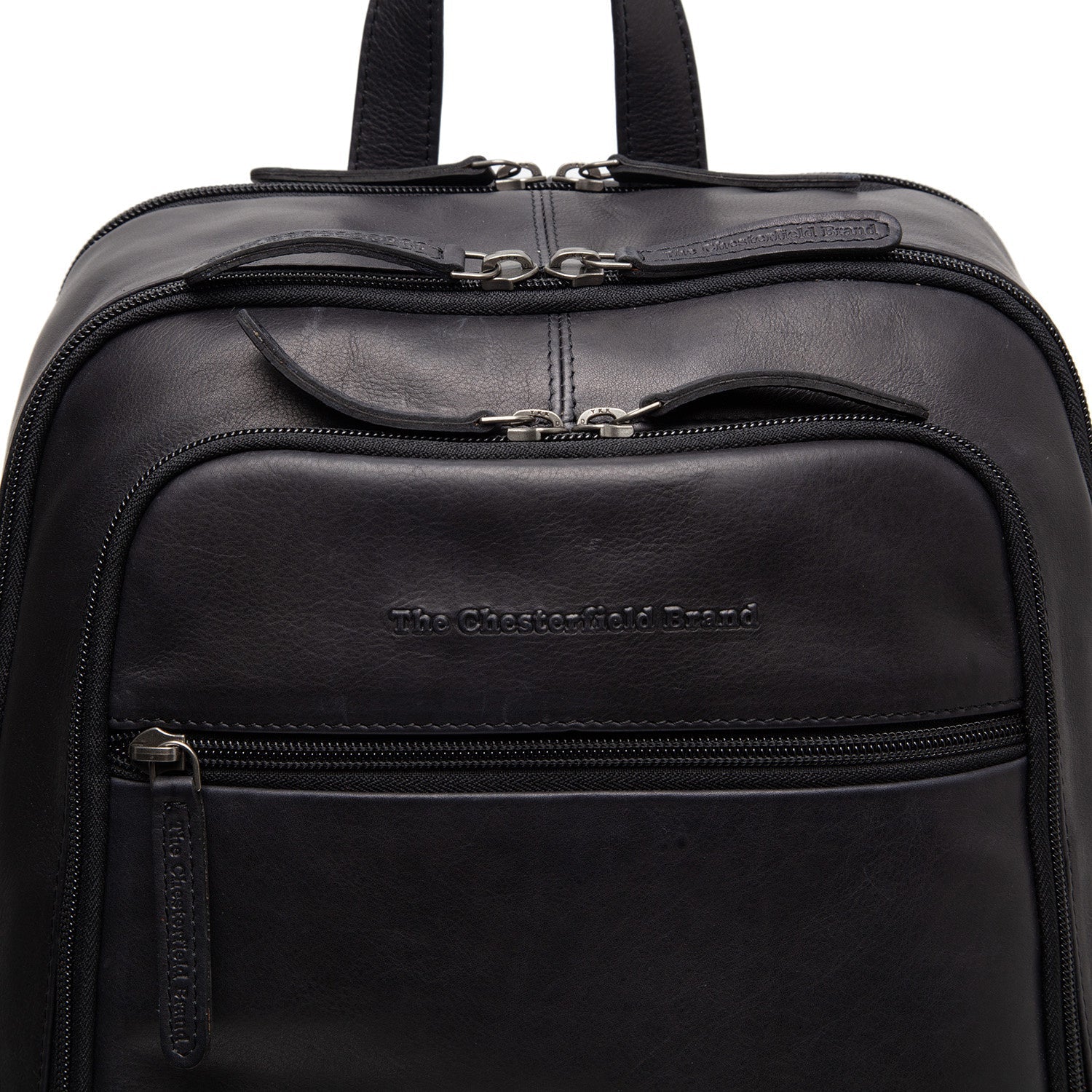 Black Leather Laptop Backpack Detroit, detail view 3
