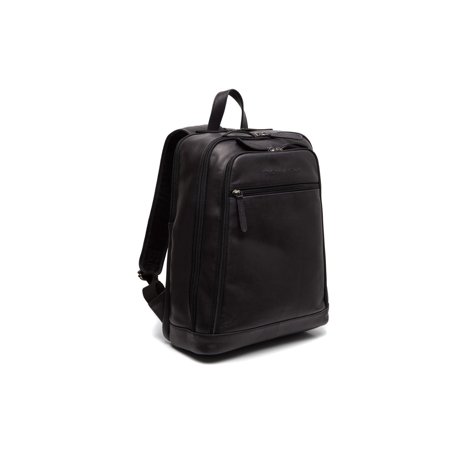 Black Leather Laptop Backpack Detroit, front view